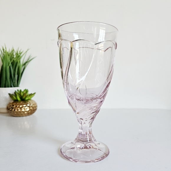 Vintage Noritake 1985 Sweet Swirl Clear Pink Water Goblet Iced Tea Glass - Picture 2 of 7